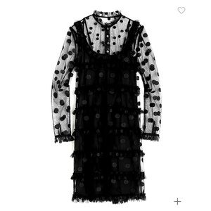 NWT J Crew Polka Dot Embroidered Tulle Black Dress Size 4